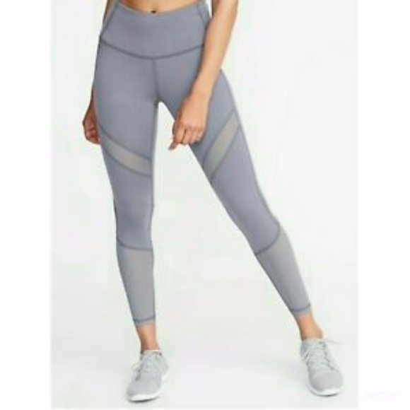 High-Rise Mesh-Trim 7/8 Gray XS Legging - Picture 1 of 6